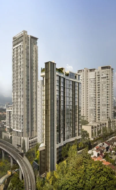 BRDB Developments 官方公布的 One Eleven Menerung 塔楼立面——23 层、111 户，吉隆坡孟沙