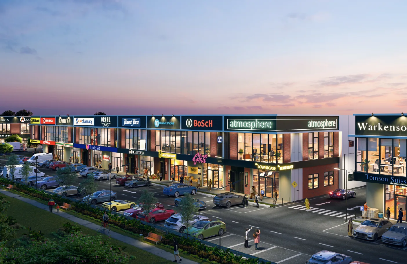 Akasia Boulevard 1½-storey terrace factory units with roller shutters at Akasia Business Park @ Ulu Tiram, Johor