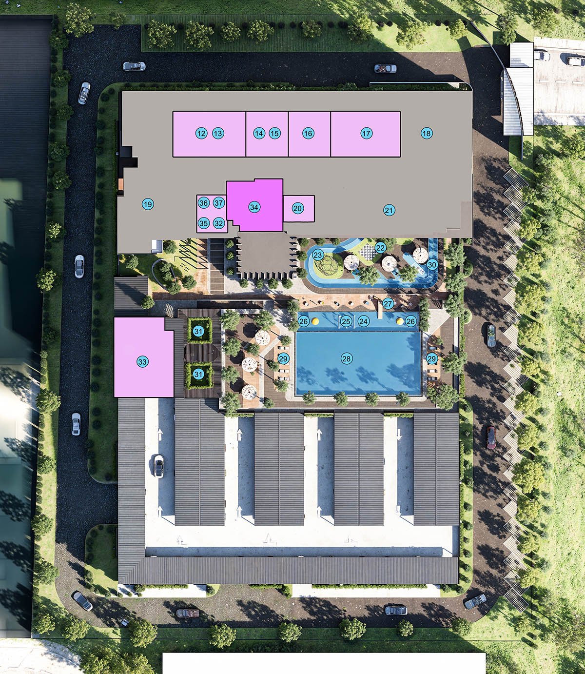 Level 6 facilities plan with numbered legend at Alamanda Heights by Multiplex Property Group, Taman Bukit Serdang, Seri Kembangan, Selangor