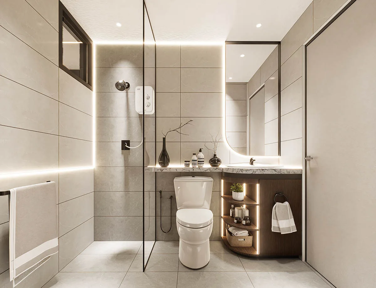 Type A interior, bathroom at Alamanda Heights by Multiplex Property Group, Taman Bukit Serdang, Seri Kembangan, Selangor