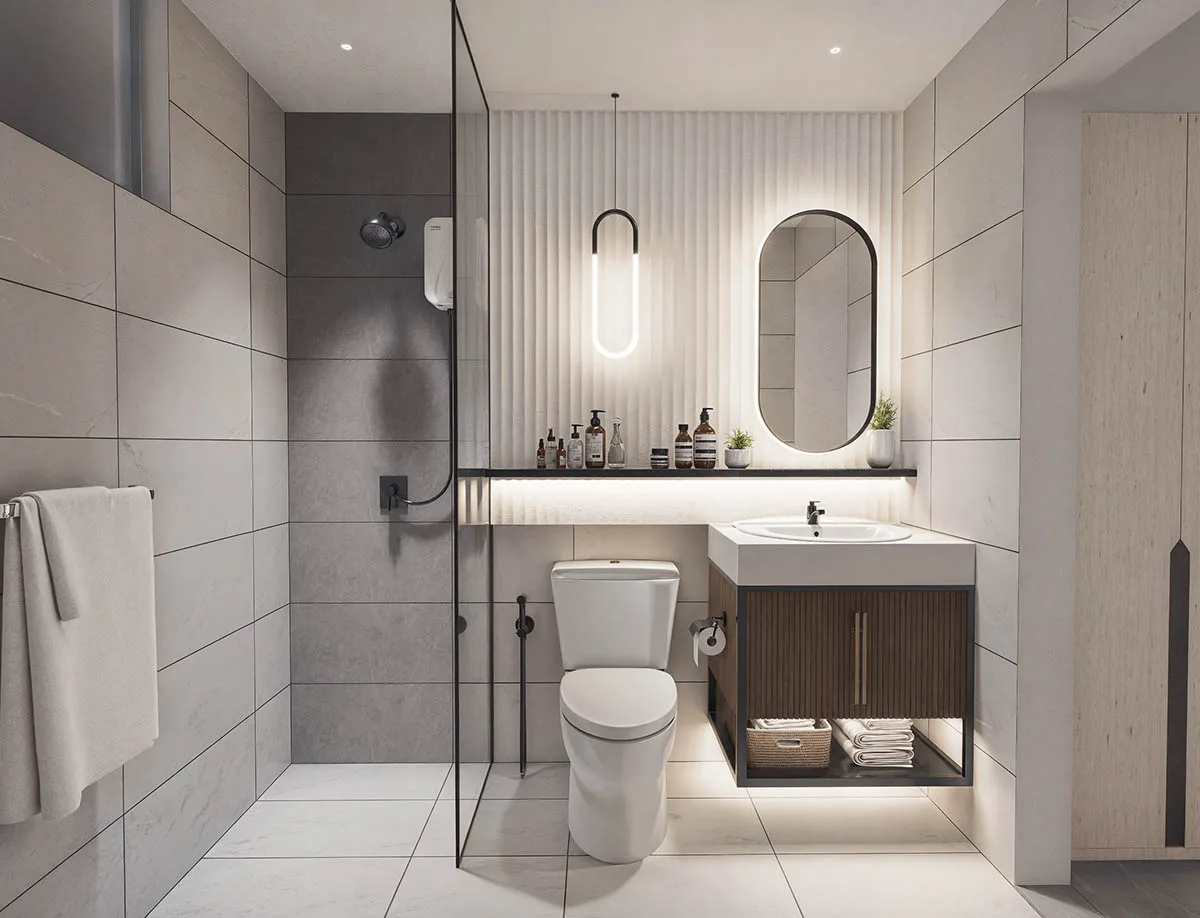 Type B interior, entrance foyer at Alamanda Heights by Multiplex Property Group, Taman Bukit Serdang, Seri Kembangan, Selangor