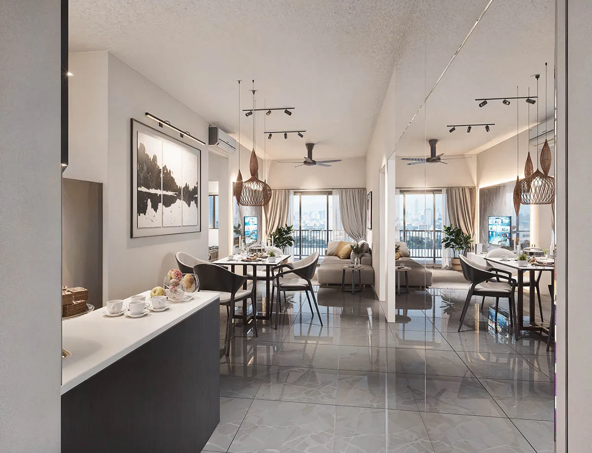 Type B interior, living area at Alamanda Heights by Multiplex Property Group, Taman Bukit Serdang, Seri Kembangan, Selangor