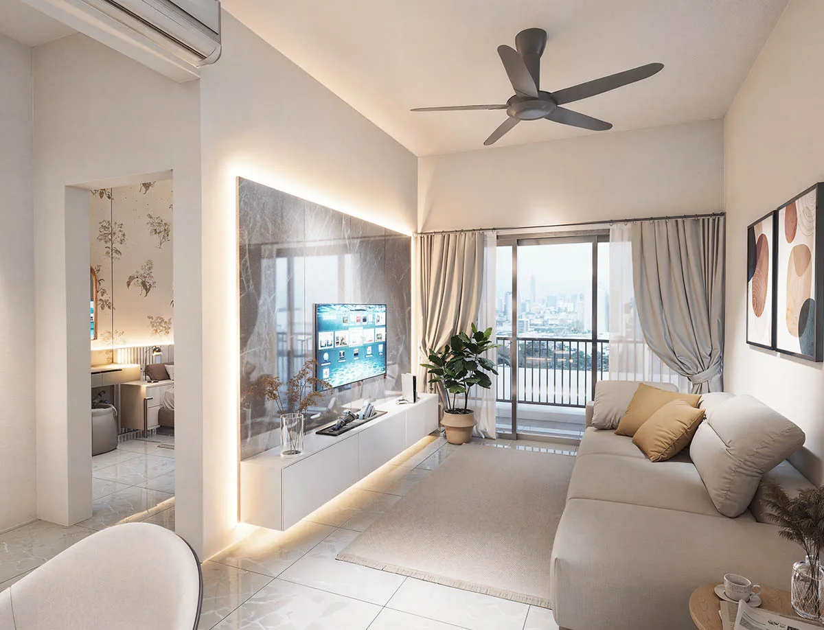Type B interior, wet kitchen and yard at Alamanda Heights by Multiplex Property Group, Taman Bukit Serdang, Seri Kembangan, Selangor