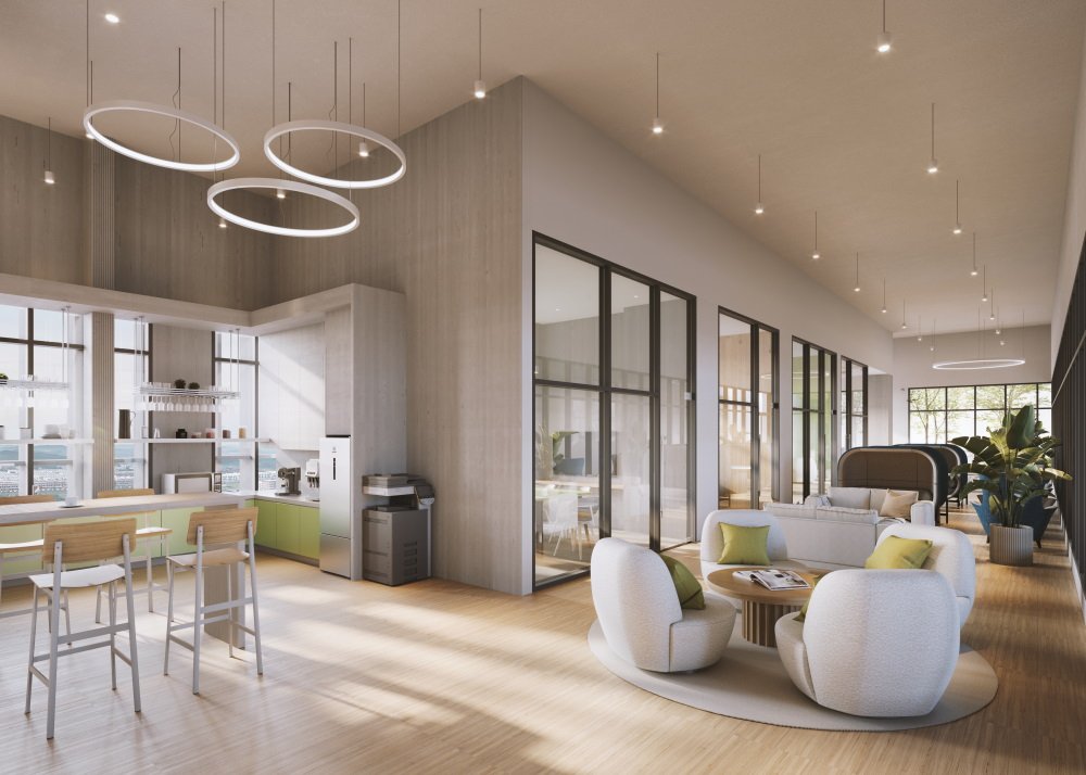 Co-working lounge on the facilities floor at Aliva Mount Austin, Johor Bahru