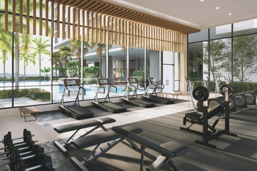Panoramic gymnasium and fitness centre at Aliva Mount Austin, Johor Bahru