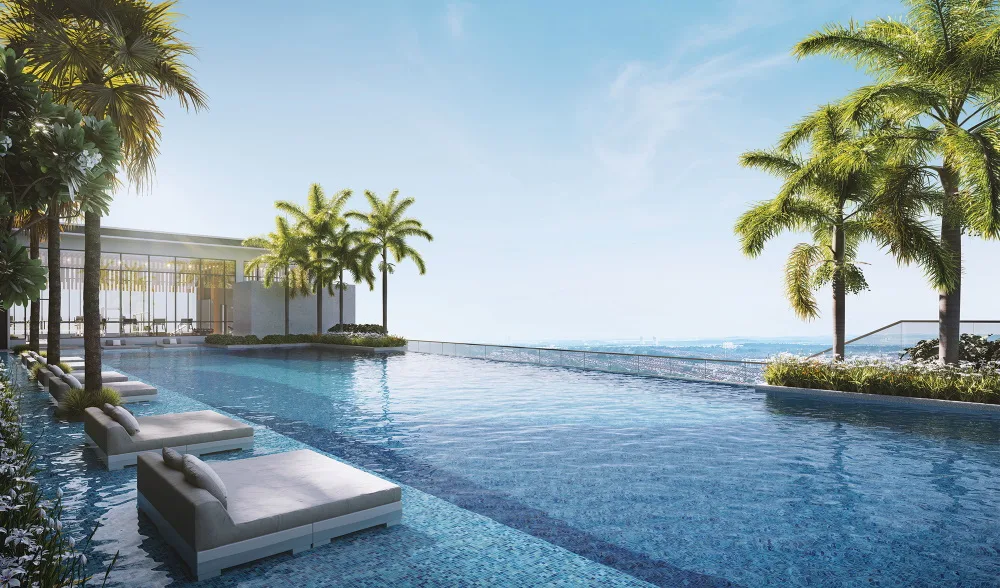 Infinity pool on the facilities podium at Aliva Mount Austin, Mount Austin, Johor Bahru