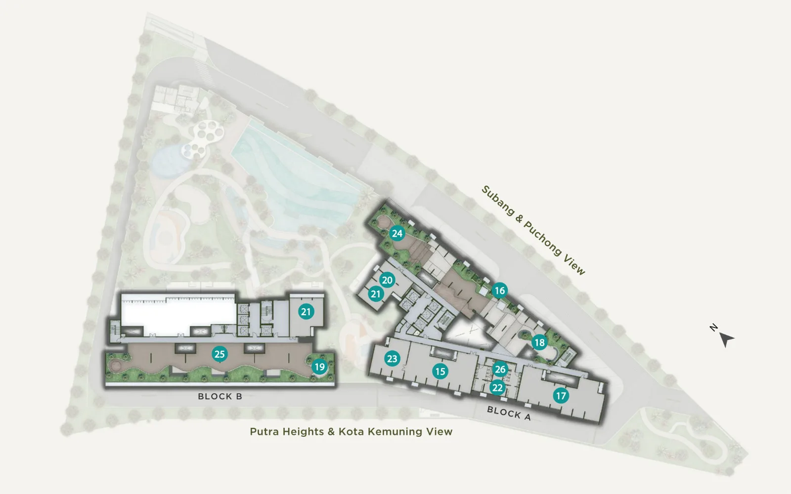 雪兰莪梳邦再也 USJ 25 Avaland Alora Residences 顶楼设施平面图