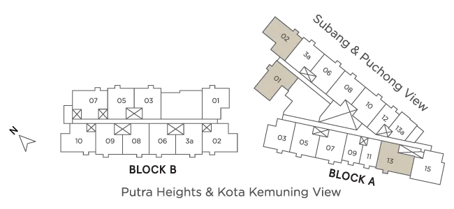 雪兰莪梳邦再也 USJ 25 Avaland Alora Residences Tower A Type A 户型图，1,042 平方尺