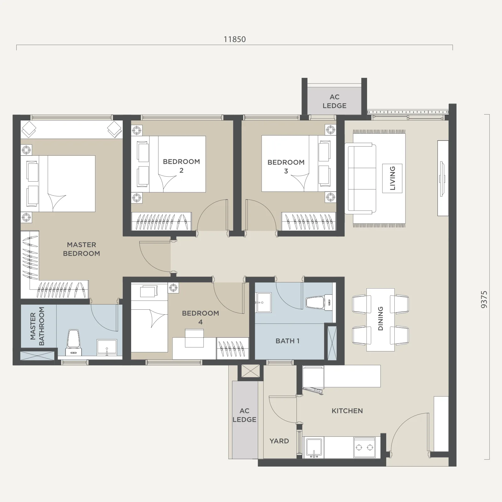 雪兰莪梳邦再也 USJ 25 Avaland Alora Residences Type A1 楼层平面定位图