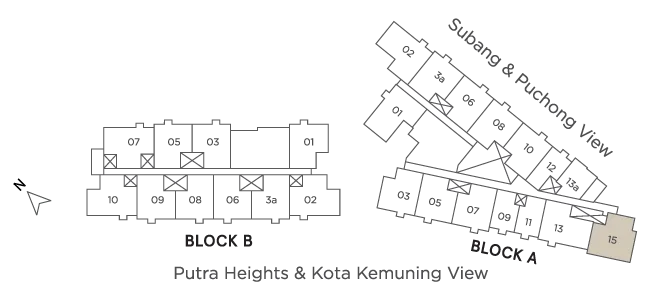 雪兰莪梳邦再也 USJ 25 Avaland Alora Residences Tower A Type B 户型图，1,028 平方尺