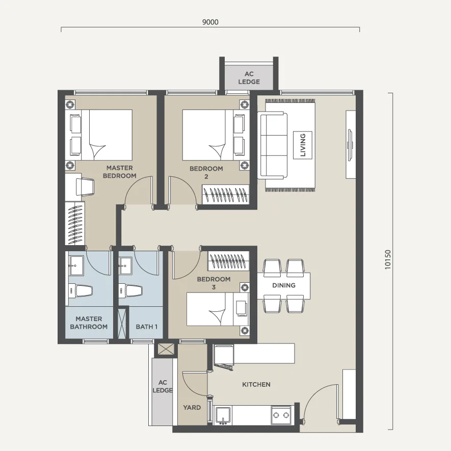 雪兰莪梳邦再也 USJ 25 Avaland Alora Residences Type C 楼层平面定位图