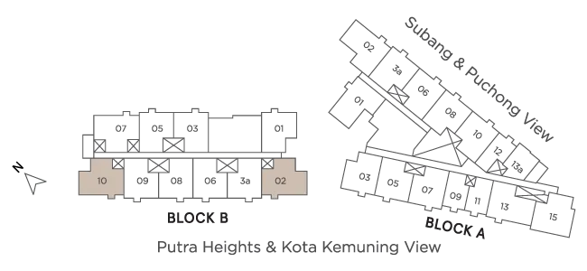 雪兰莪梳邦再也 USJ 25 Avaland Alora Residences Tower B Type F 户型图，1,042 平方尺