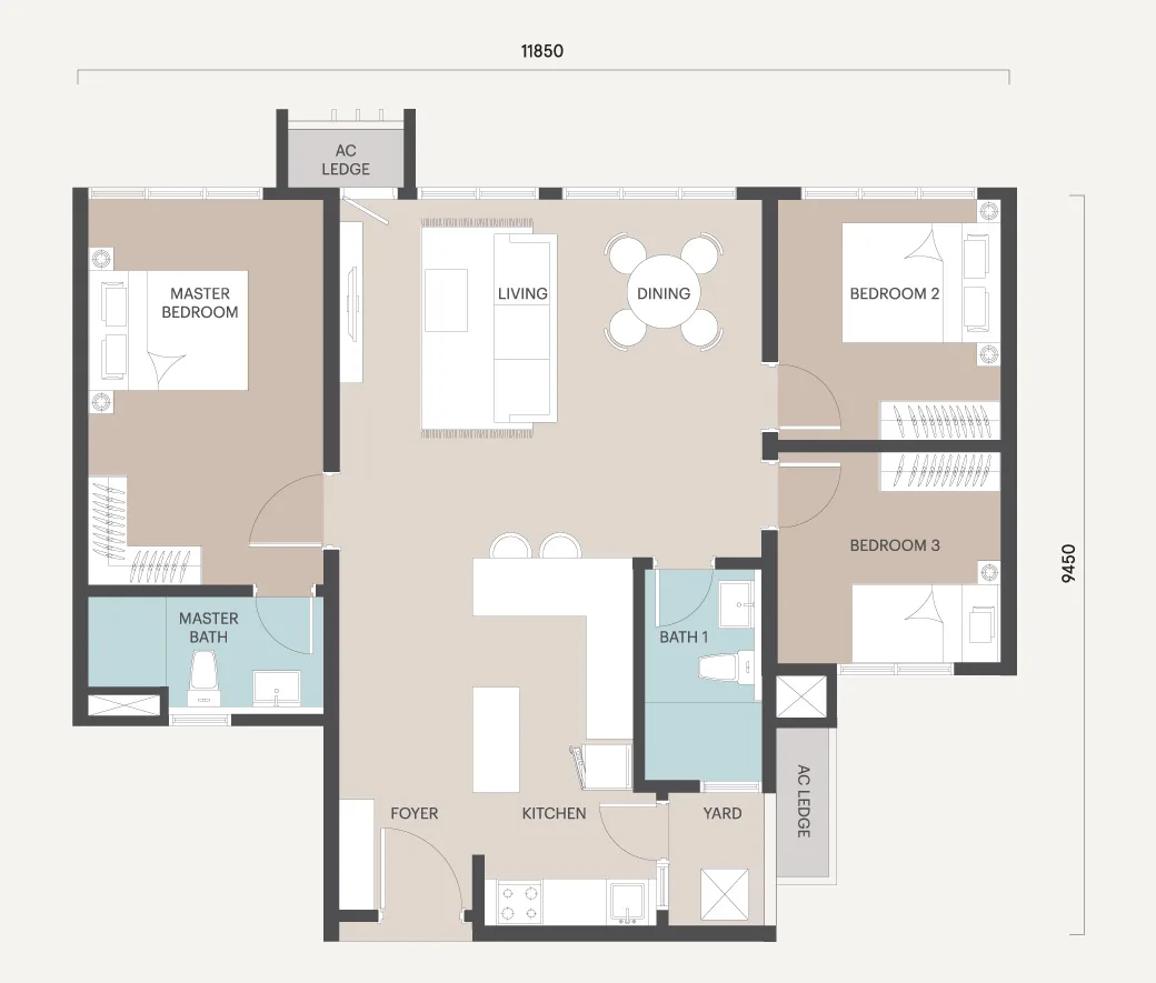 雪兰莪梳邦再也 USJ 25 Avaland Alora Residences Type F 楼层平面定位图