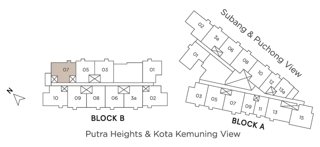 雪兰莪梳邦再也 USJ 25 Avaland Alora Residences Tower B Type F(a) 户型图，1,042 平方尺