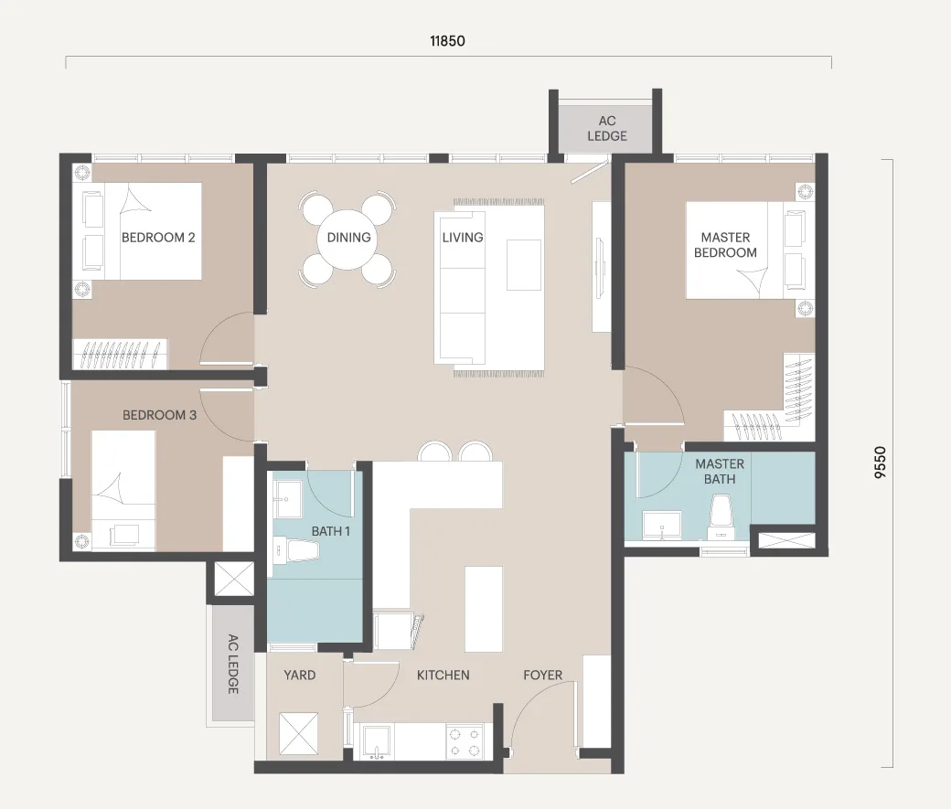 雪兰莪梳邦再也 USJ 25 Avaland Alora Residences Type F(a) 楼层平面定位图
