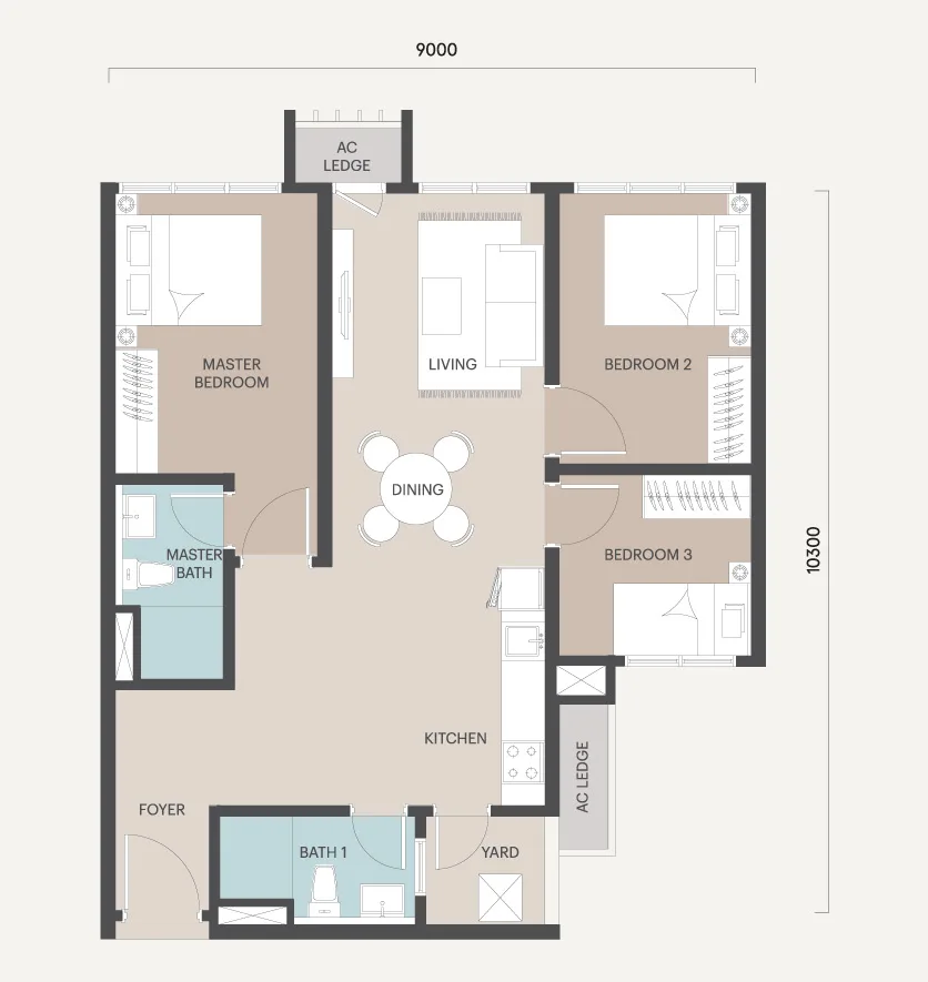 雪兰莪梳邦再也 USJ 25 Avaland Alora Residences Type H 楼层平面定位图