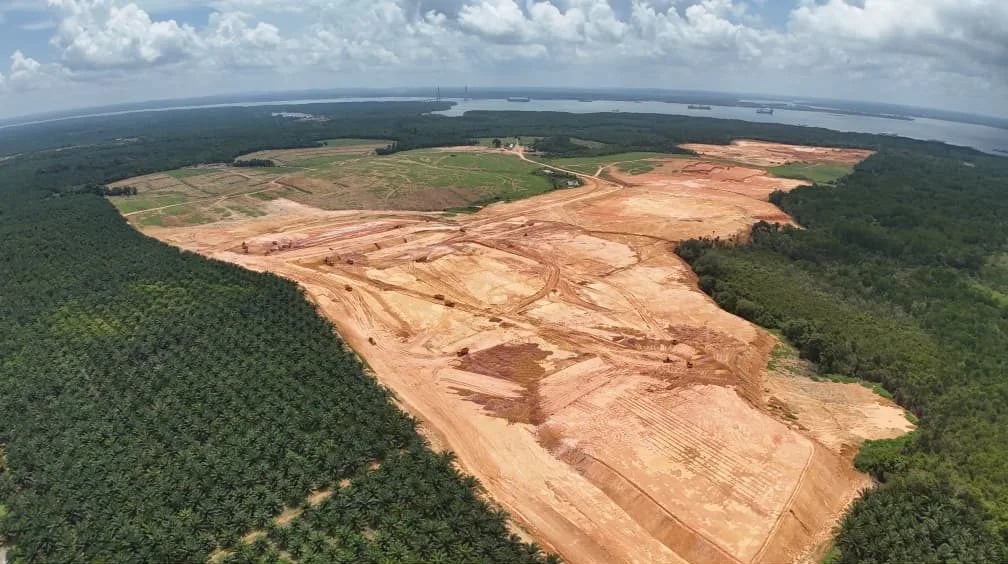 Alpha Austin Industrial Park construction milestone photograph dated 29 April 2026, Tanjung Langsat, Johor