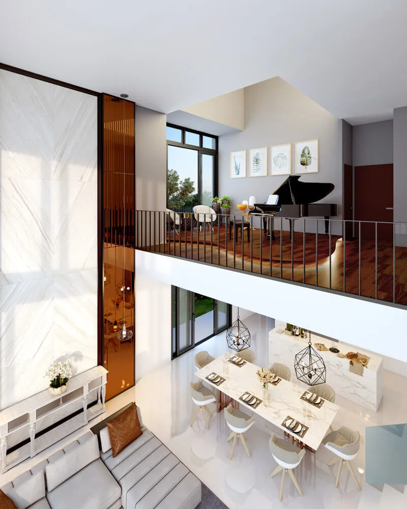 Garden Villa living area at Alstonia Hilltop Homes by MRCB Land, Bukit Rahman Putra, Sungai Buloh, Selangor