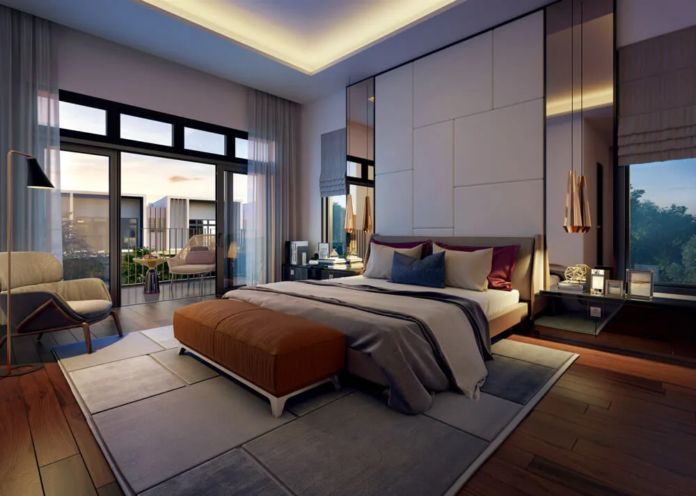Garden Villa master bedroom at Alstonia Hilltop Homes by MRCB Land, Bukit Rahman Putra, Sungai Buloh, Selangor