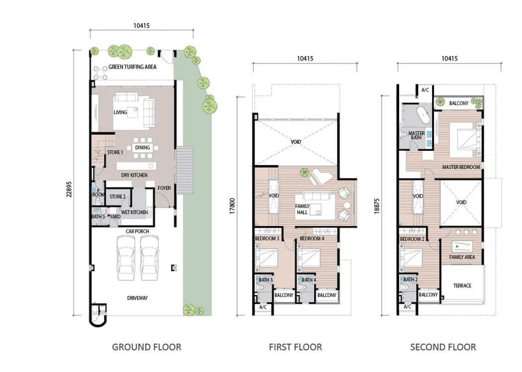 Garden Villas corner unit floor plan of 3,600 sq ft at Alstonia Hilltop Homes by MRCB Land, Bukit Rahman Putra, Sungai Buloh, Selangor