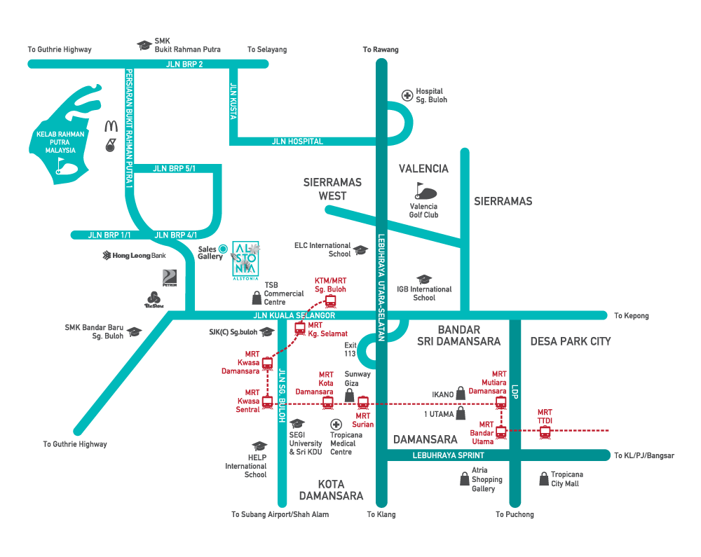 The developer location map at Alstonia Hilltop Homes by MRCB Land, Bukit Rahman Putra, Sungai Buloh, Selangor