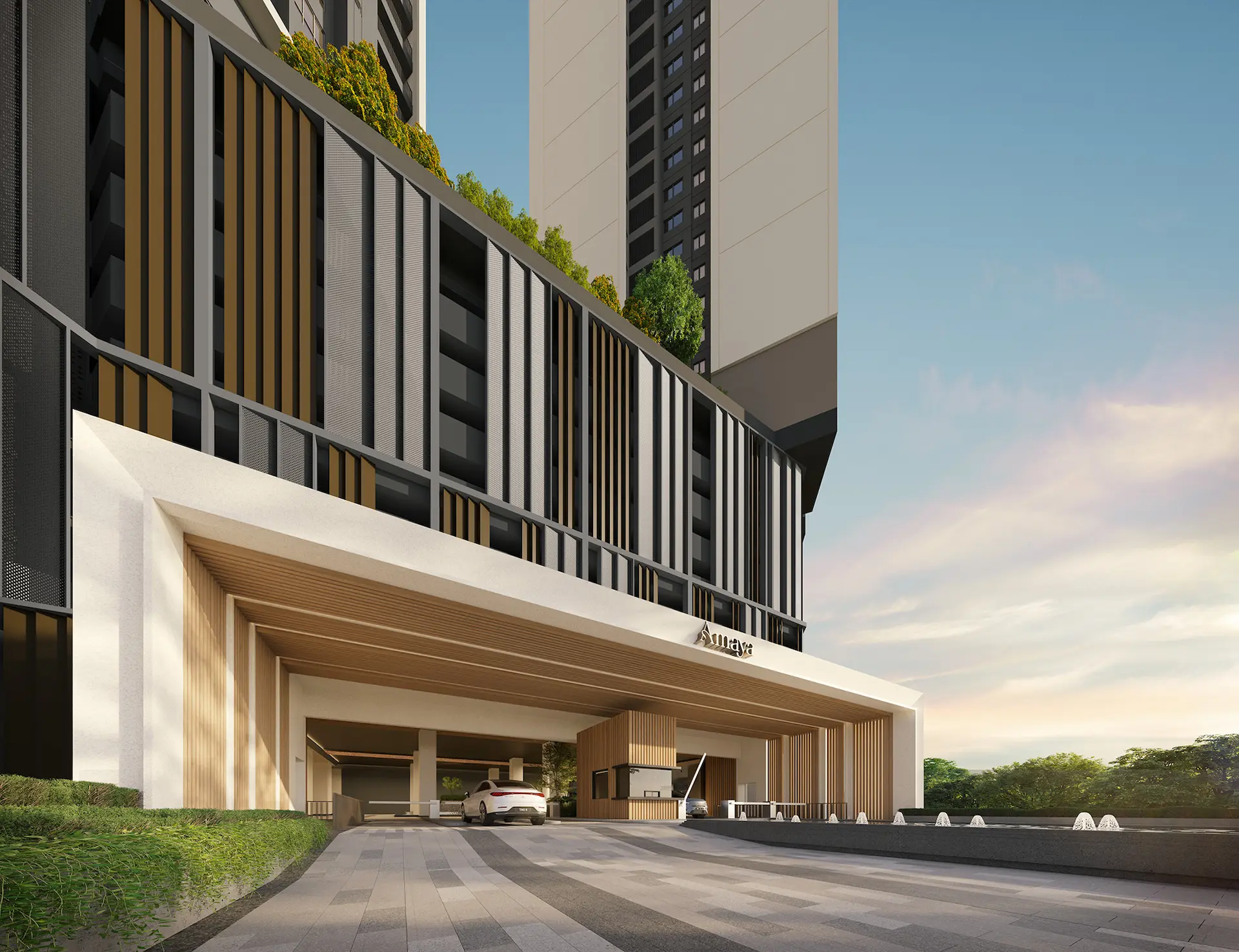 The residential entrance area at Amaya Residences @ Damansara Avenue by TA Global, Bandar Sri Damansara, Selangor