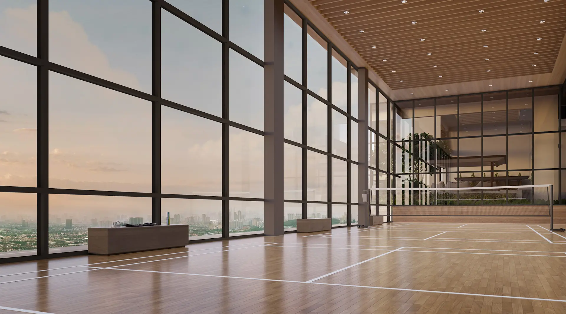 The sky badminton and pickleball court on Tower A at Amaya Residences @ Damansara Avenue by TA Global, Bandar Sri Damansara, Selangor