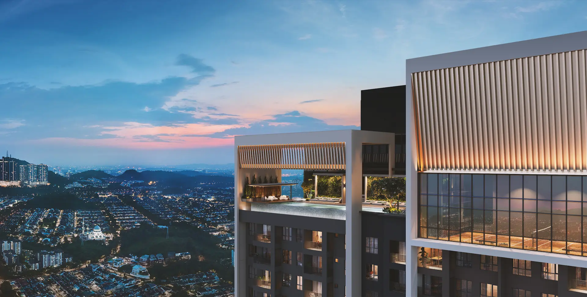 The facade crown at levels 67 and 68 at Amaya Residences @ Damansara Avenue by TA Global, Bandar Sri Damansara, Selangor
