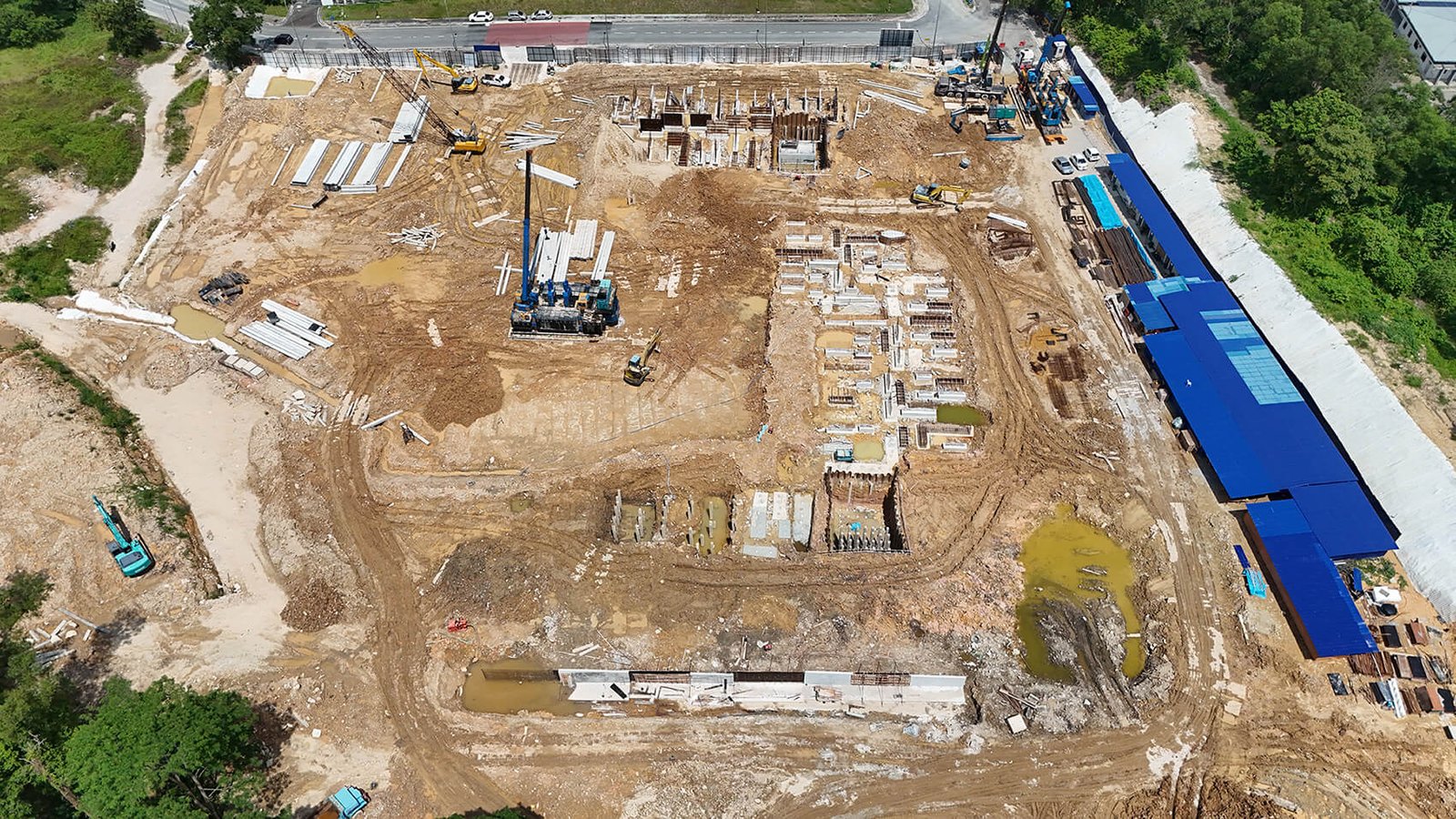 Amberwood Resort Residences construction progress photograph dated 1 July 2026, Larkin, Johor Bahru