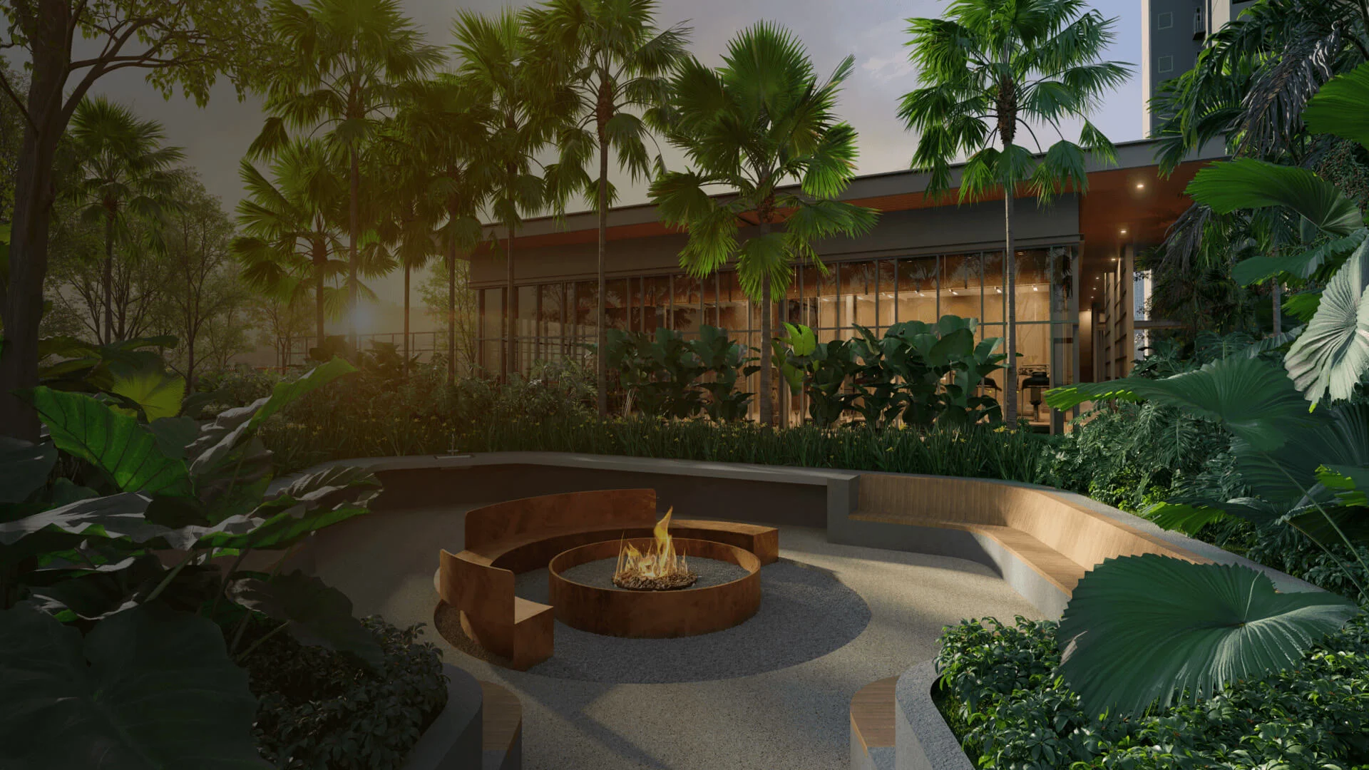 Garden Nook and sunken campfire BBQ on Level 7 at Amberwood Resort Residences, Larkin, Johor Bahru