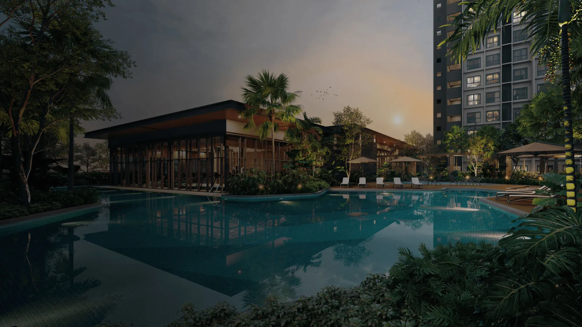 Leisure pool on the Level 7 facilities deck at Amberwood Resort Residences, Larkin, Johor Bahru