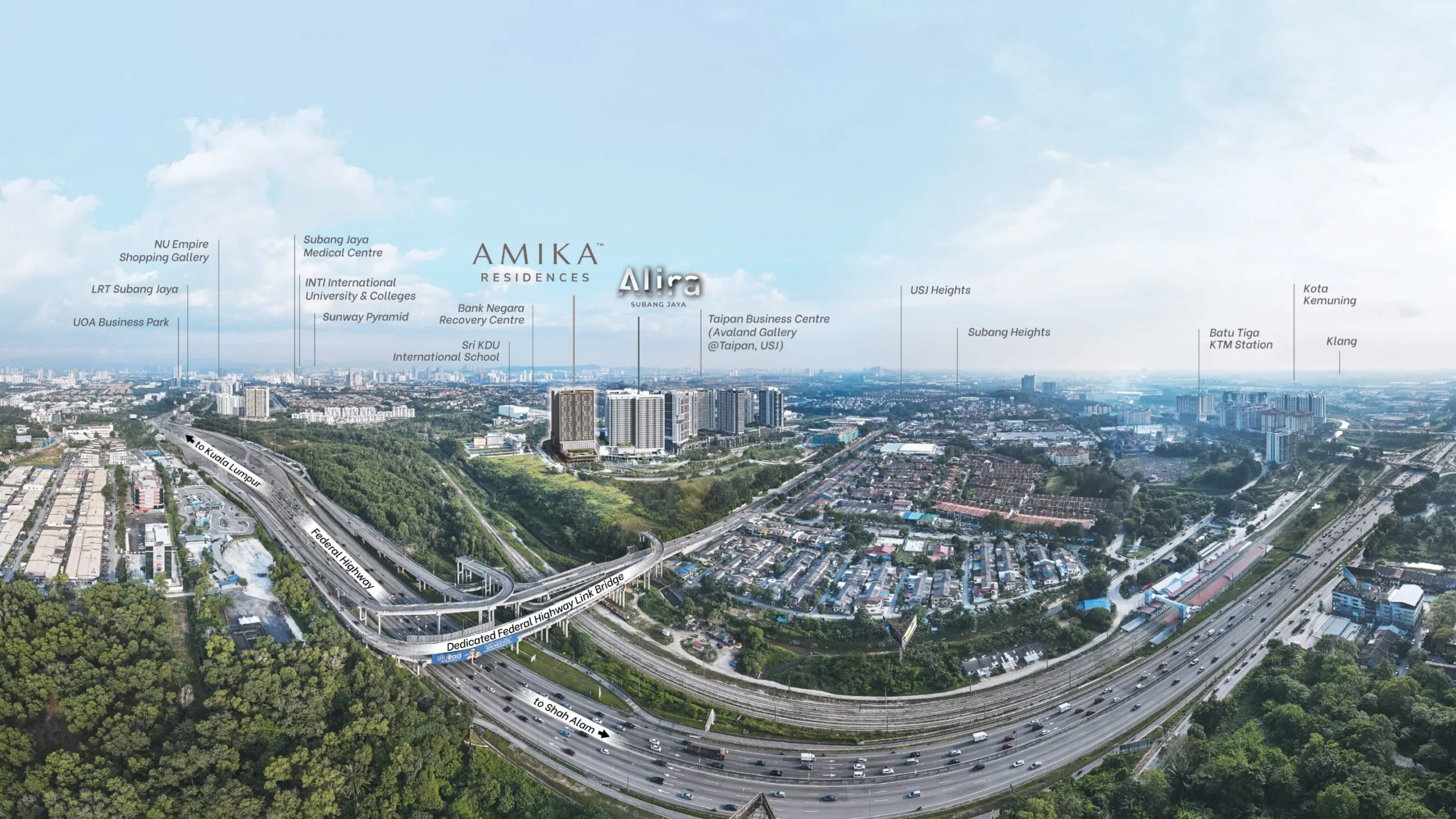 雪兰莪梳邦再也 Tropicana Metropark Amika Residences 发展商公布的周边区域图
