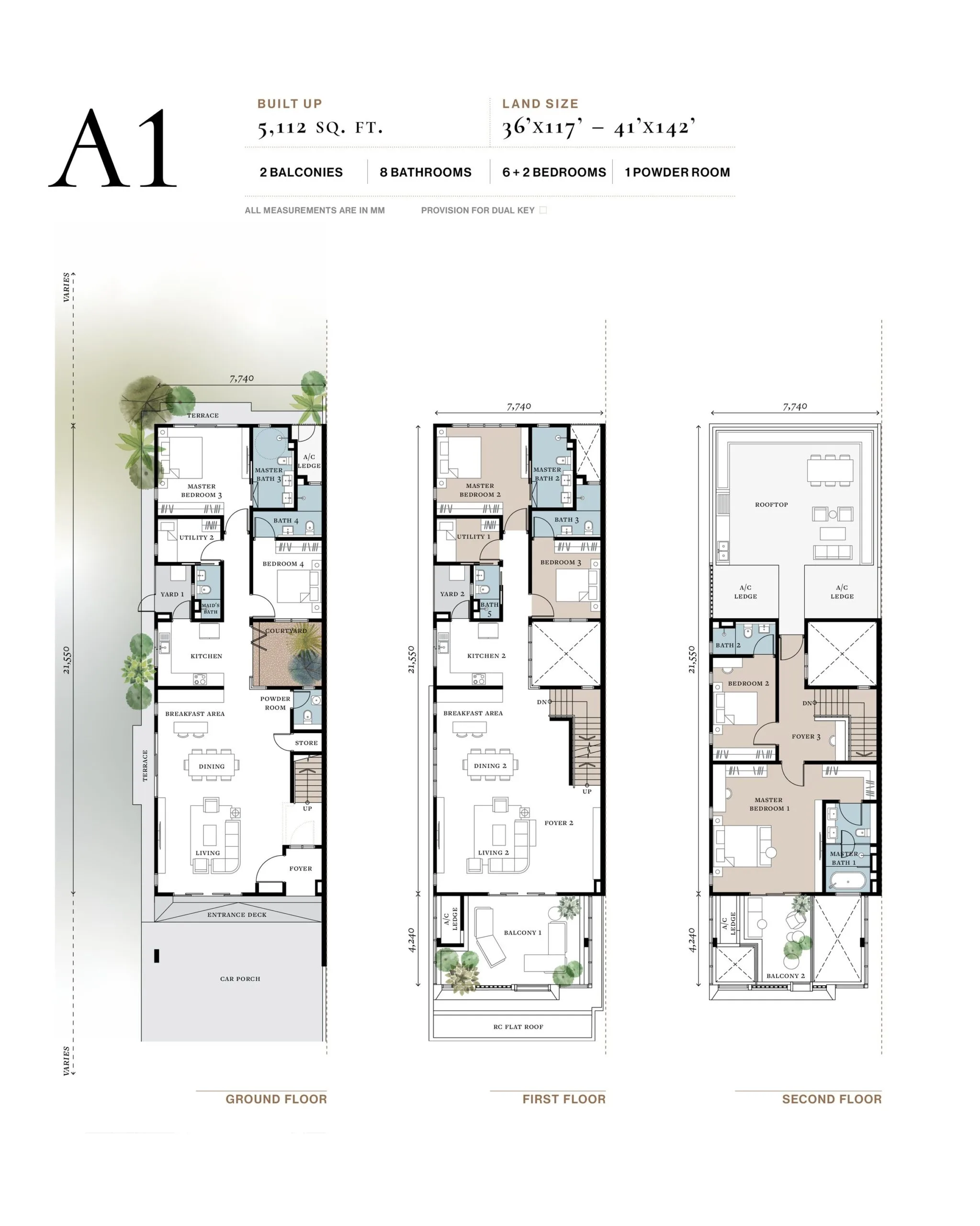 雪兰莪 Ara Damansara 森那美 Andara A1 户型标注尺寸图纸