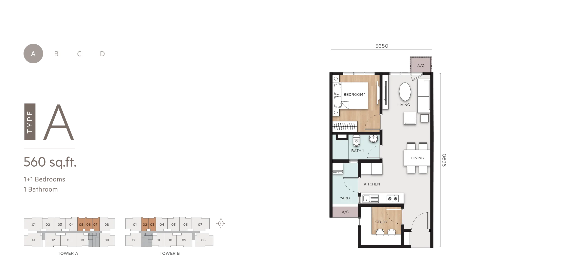 Developer floor-plan graphic, filename-inferred as Type A, at ANYA at Shorea Park by Aspect Potential Sdn Bhd (OSK Property), Taman Meranti Permai, Sepang district, Puchong, Selangor