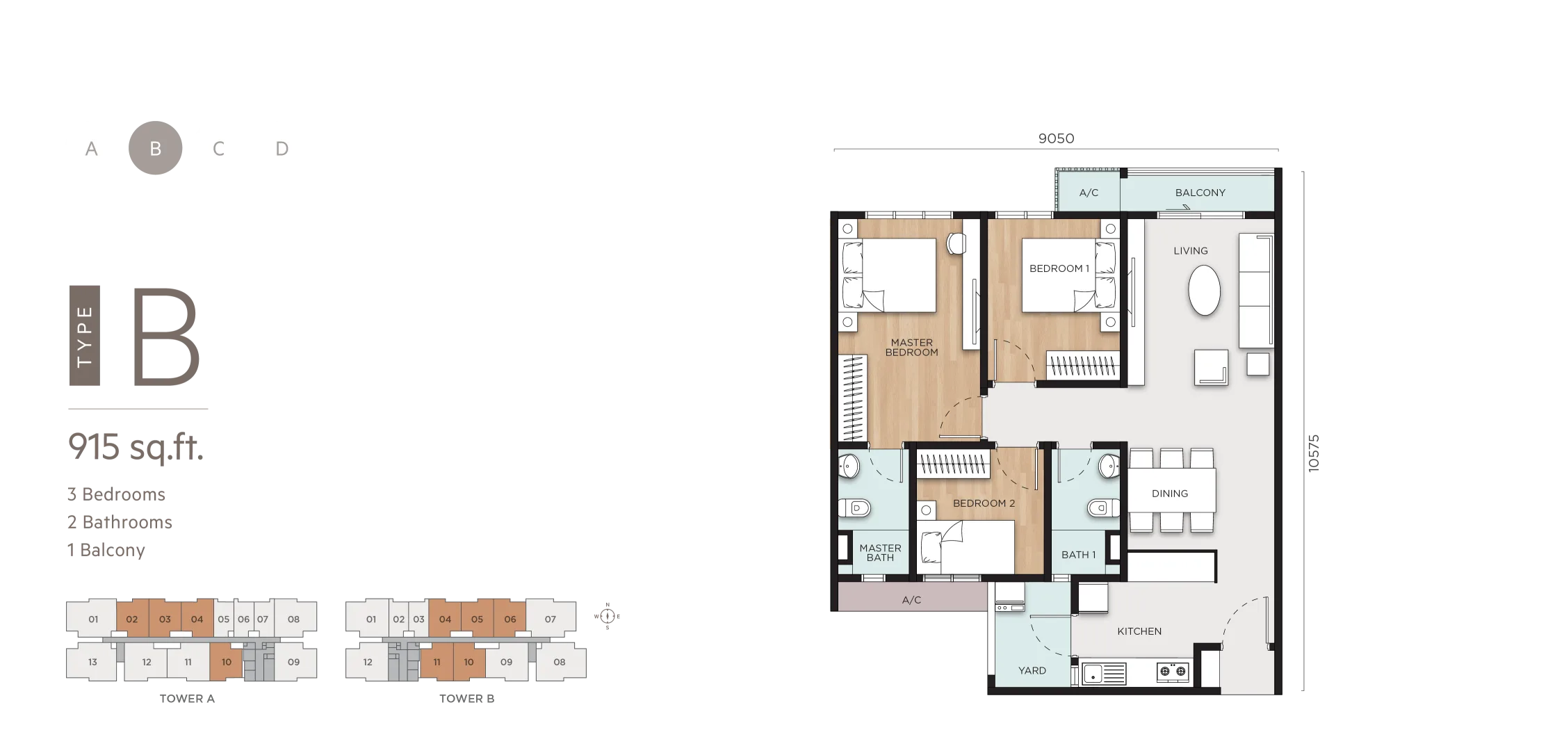 Developer floor-plan graphic, filename-inferred as Type B, at ANYA at Shorea Park by Aspect Potential Sdn Bhd (OSK Property), Taman Meranti Permai, Sepang district, Puchong, Selangor