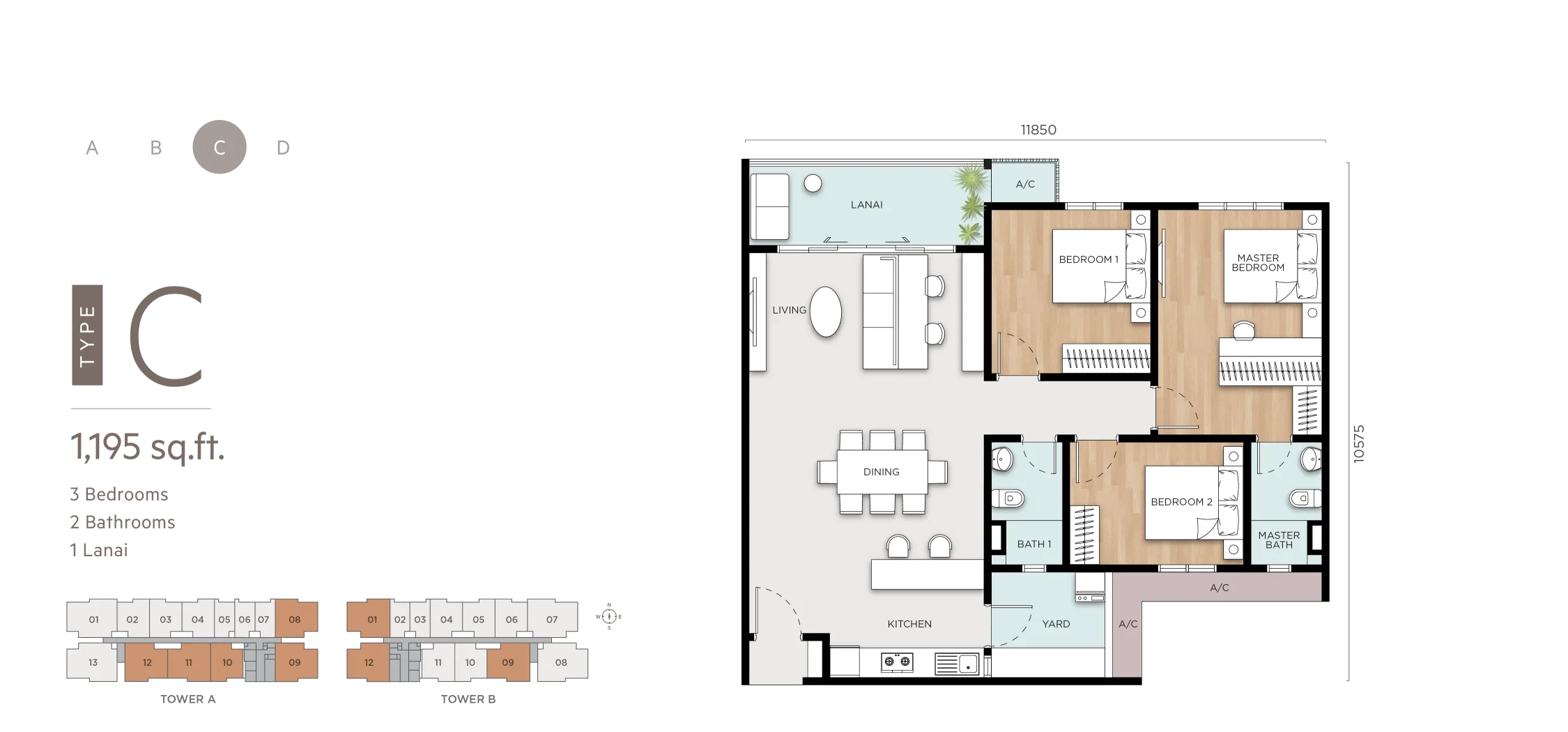 Developer floor-plan graphic, filename-inferred as Type C, at ANYA at Shorea Park by Aspect Potential Sdn Bhd (OSK Property), Taman Meranti Permai, Sepang district, Puchong, Selangor