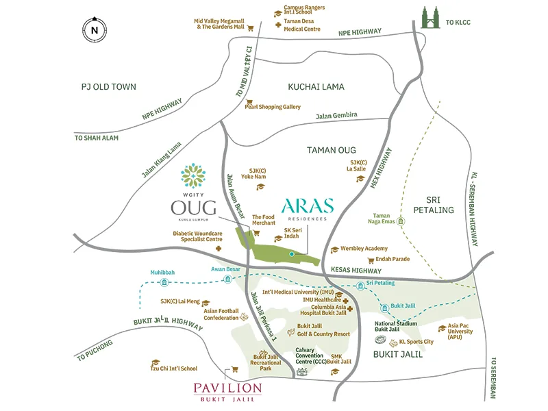 Location map published by WCT at Aras Residences OUG @ WCity OUG by WCT Land, Taman OUG, Kuala Lumpur