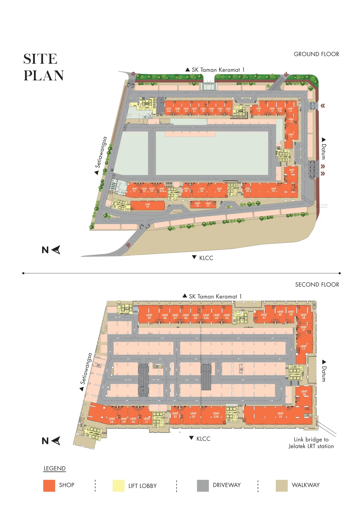 Site plan of Astrum Ampang showing the six towers A, S, T, R, U and M on the Jalan Jelatek site, Kuala Lumpur