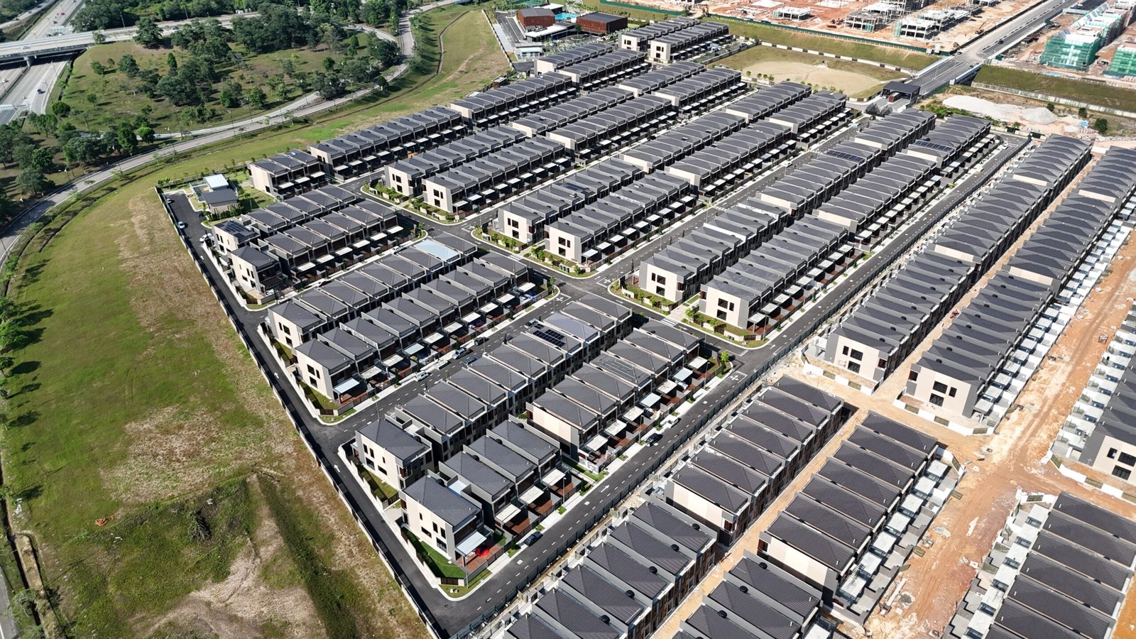 Aurora Resort Villas Phase 2 construction progress drone photograph dated July 2025, Iskandar Puteri