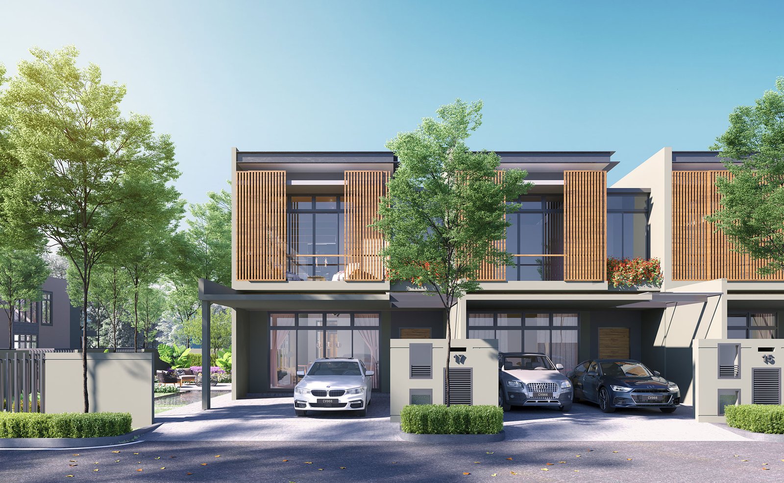 Sterling Collection double-storey link villa facade at Aurora Resort Villas, Iskandar Puteri