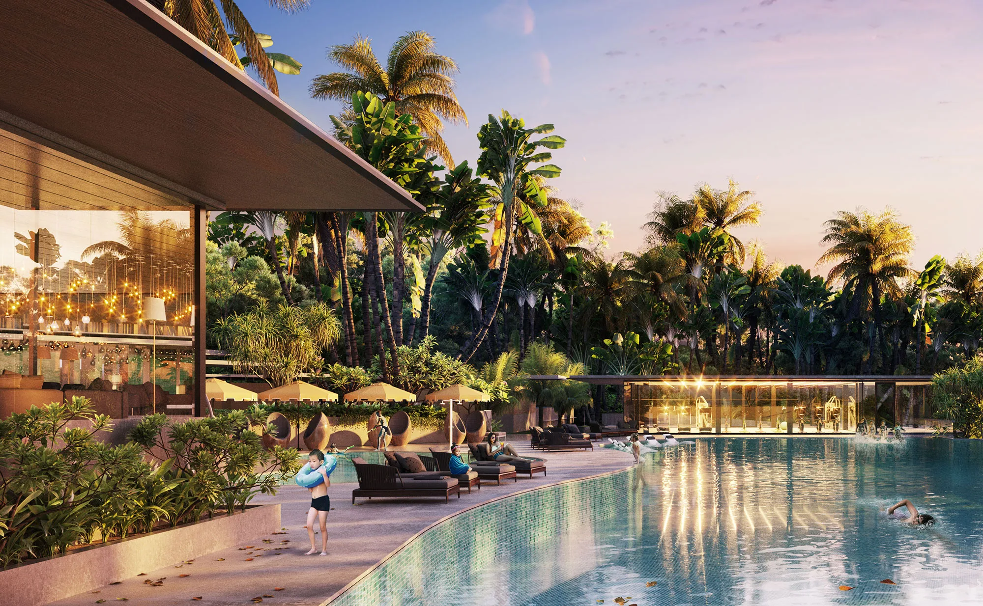 Swimming pool and gymnasium at the Aurora Resort Villas clubhouse, Iskandar Puteri