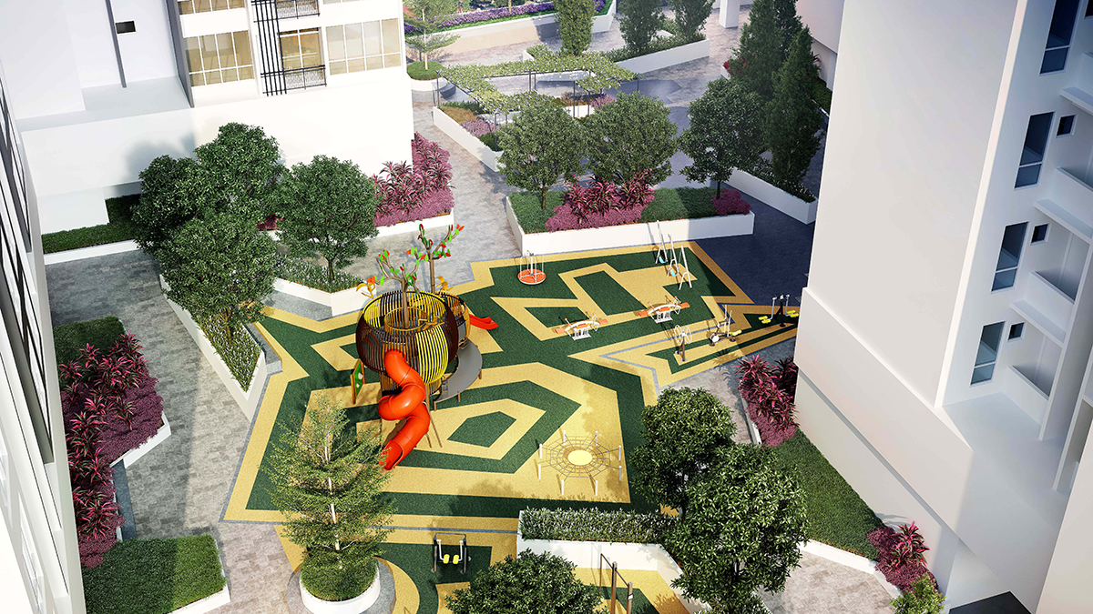 Playground and outdoor gym at Avenue Residences, MBW City, Johor Bahru — developer artist's impression