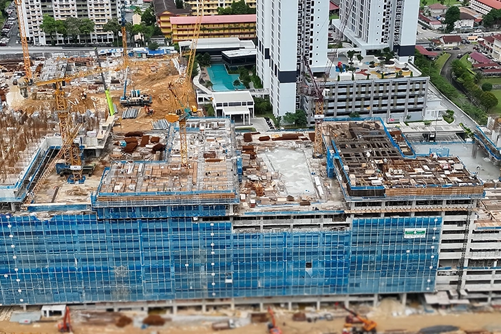 Avenue Residences tower structure under construction, site progress photograph 31 July 2026, Johor Bahru