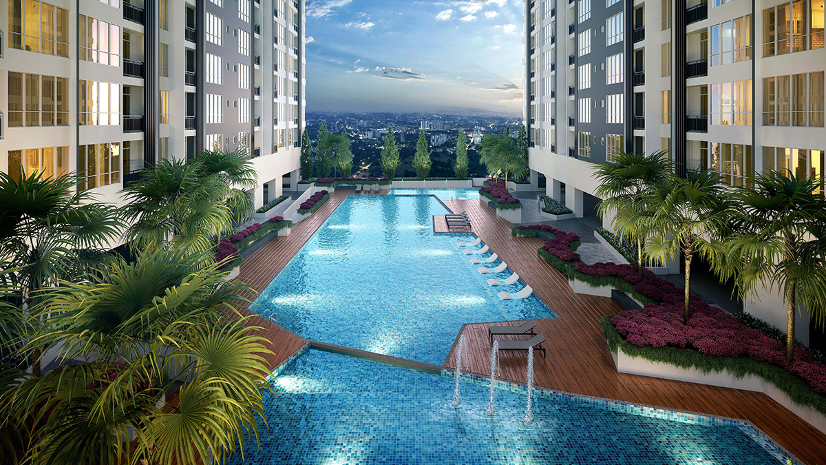 Swimming pool at Avenue Residences, MBW City, Johor Bahru — developer artist's impression