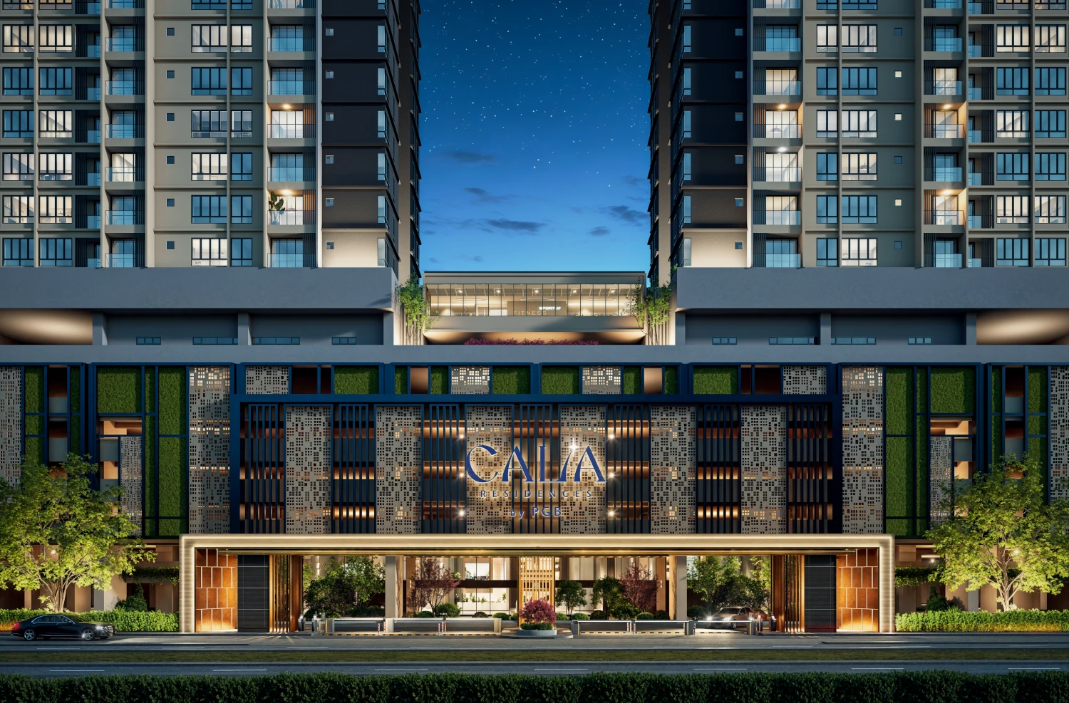 Calia Residences by PGB main entrance and covered drop-off porch, Danga Bay, Johor Bahru