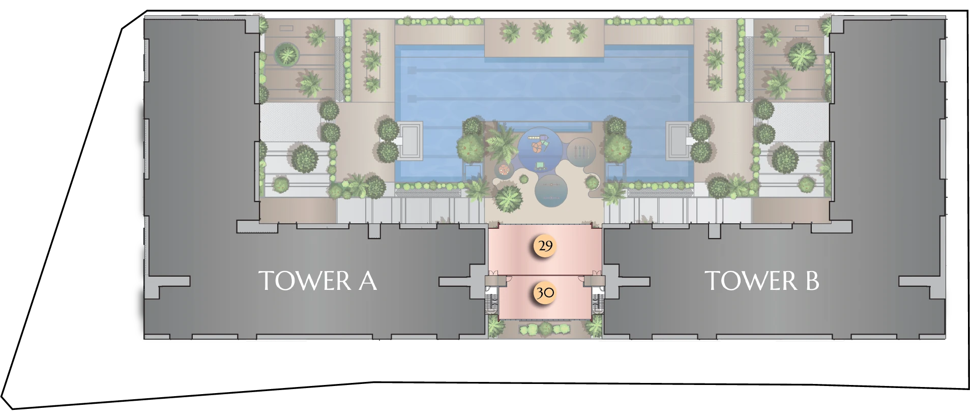 Calia Residences by PGB Level 7A mezzanine plan showing the fitness centre and yoga room, Danga Bay, Johor Bahru