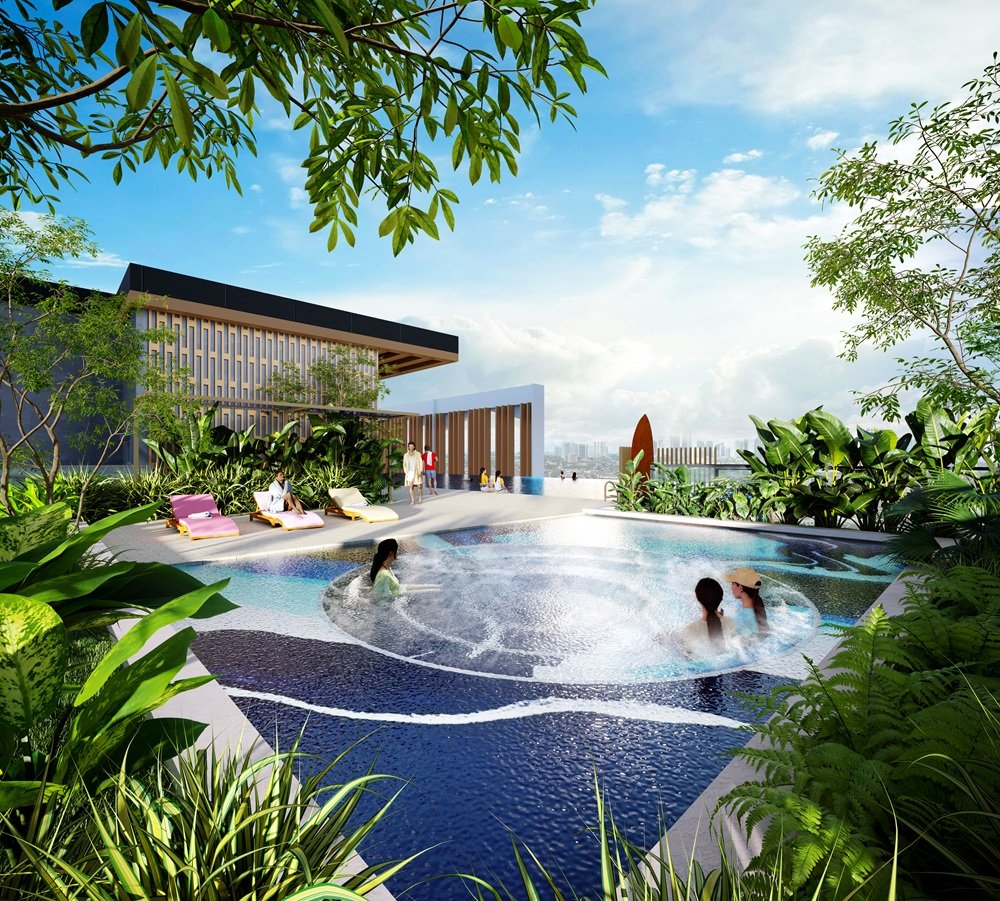 Jacuzzi Lounge on the Level 60 sky deck of Axis Tower at Causewayz Square @ JBCC, Johor Bahru