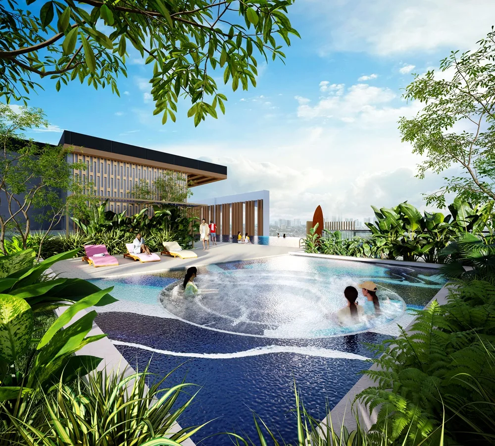 Jacuzzi Lounge on the Level 60 sky deck of Axis Tower at Causewayz Square @ JBCC, Johor Bahru