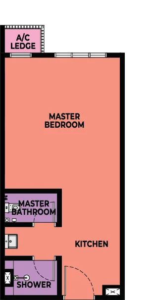 Causewayz Square Type A floor plan — 366 sq ft studio in Axis Tower, Johor Bahru