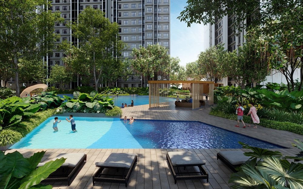 Water play zone on the Level 12 podium deck at Causewayz Square @ JBCC, Johor Bahru